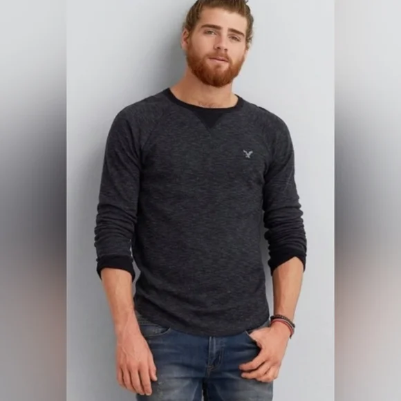 American Eagle Outfitters Charcoal Long Sleeve Shirt - Picture 1 of 4